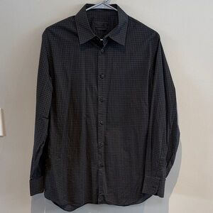 Prada Men's Black Checkered Button-Down Shirt